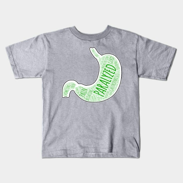 Gastroparesis Awareness Symptoms Word Art Kids T-Shirt by ActivistApparel_